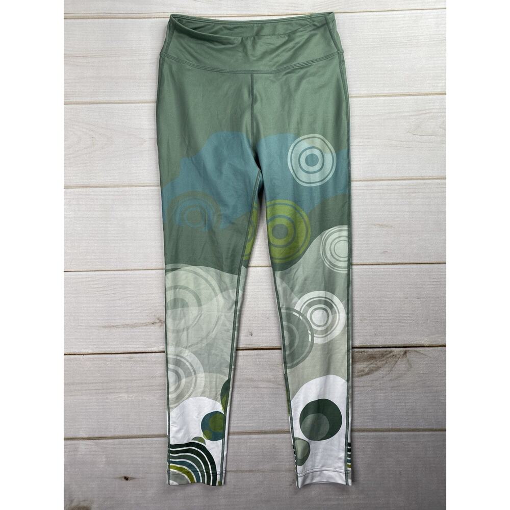 Krimson Klover Leggings Womens Sz S Green Circles Pull On Skinny Colorful Active